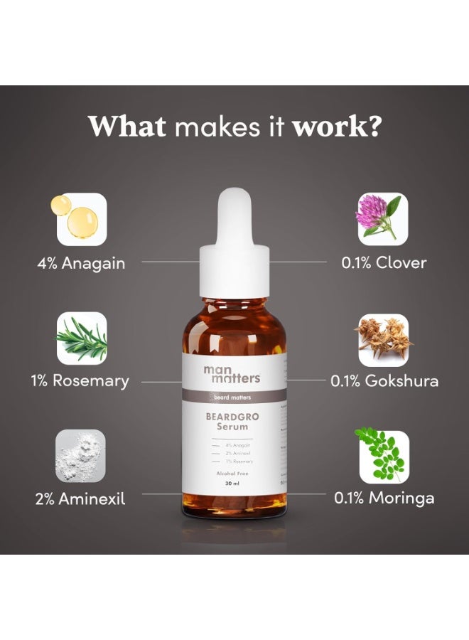 مان ماترز زيت سيروم بيرد غرو من مان ماترز مع حلوى اللحية (30 قطعة) | يحتوي على أناجين، أمينيكسيل وإكليل الجبل | بيوتين وكرياتين | ينشط خلايا الشعر، يحسن كثافة اللحية ويعزز نمو شعر أكثر كثافة. - Image 2